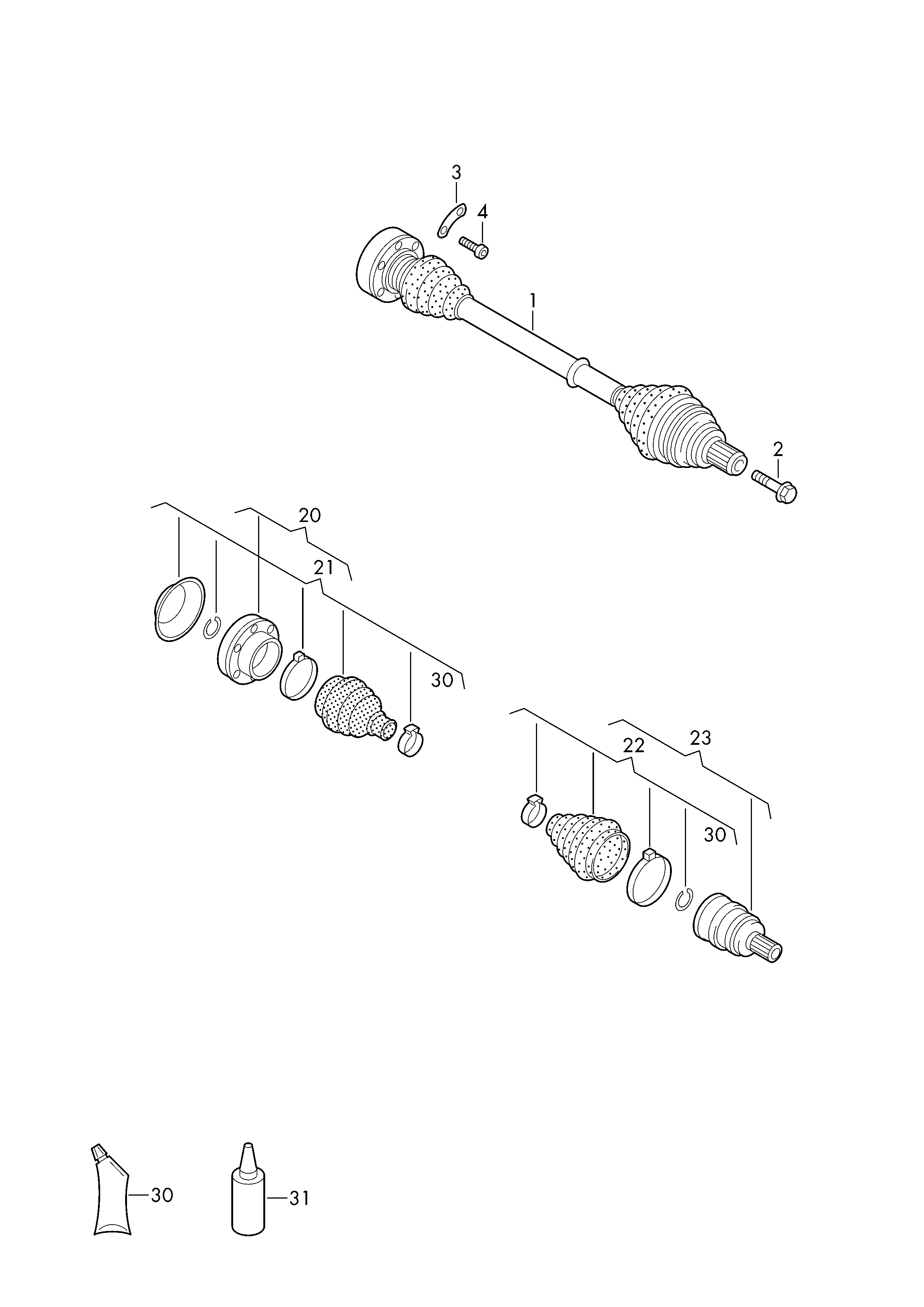 VW 2H0 498 099 A - Шарнірний комплект, ШРУС, приводний вал avtolavka.club