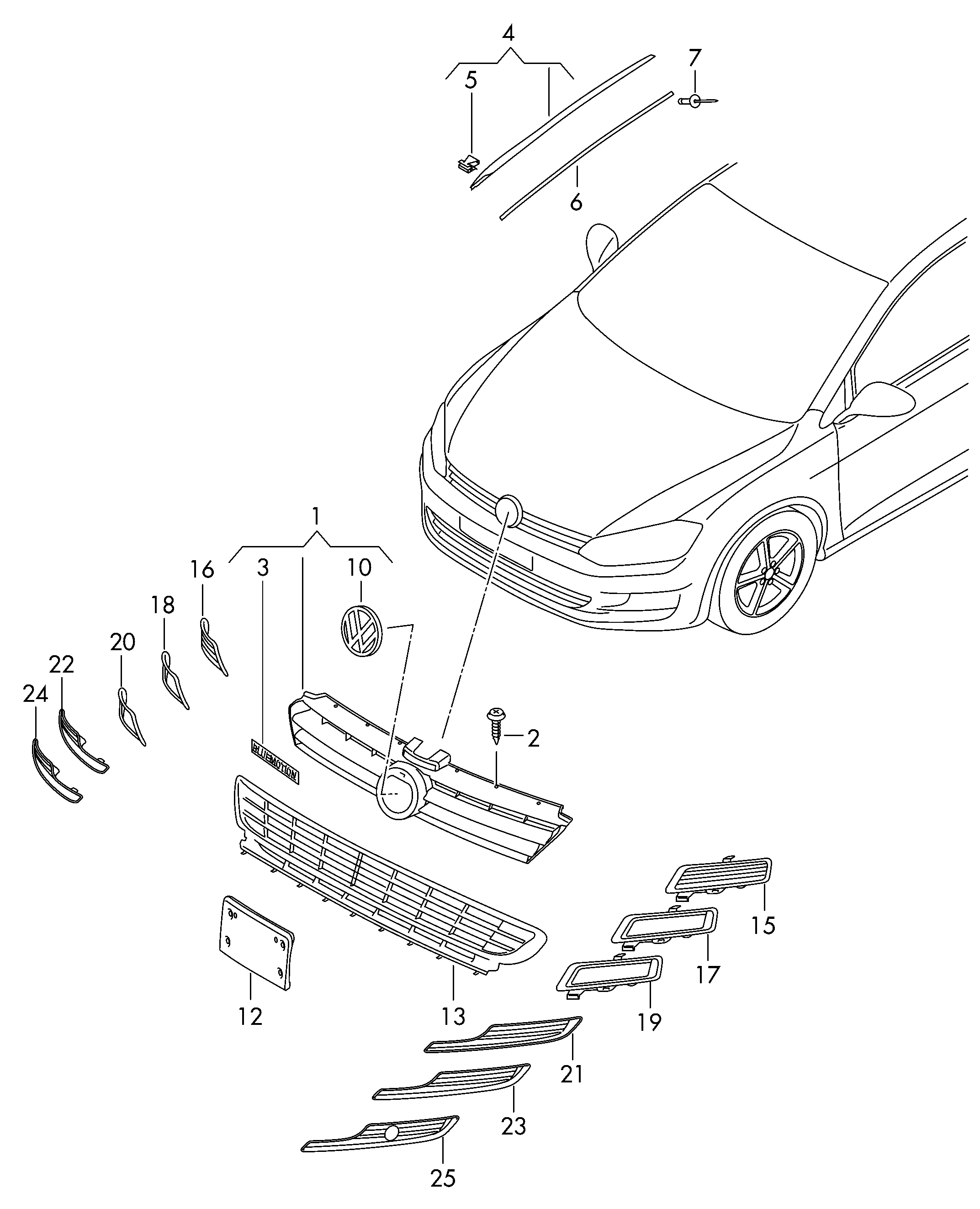 VW 5G0853601+ - Решітка вентилятора, буфер avtolavka.club